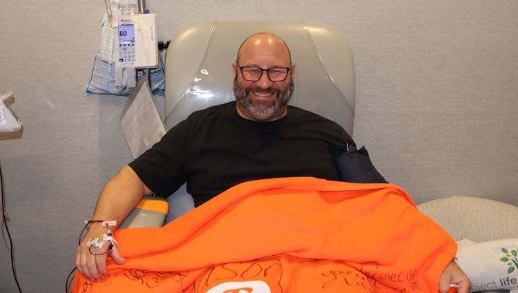 Gift of Life stem cell donor Jason is shown donating to help a man in his 50s with a rare blood cancer get his second chance at life.