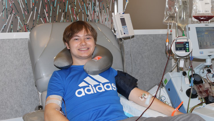 Gift of Life stem cell donor on his donation day at the Adelson Collection Center is thrilled to be helping a stranger survive blood cancer.