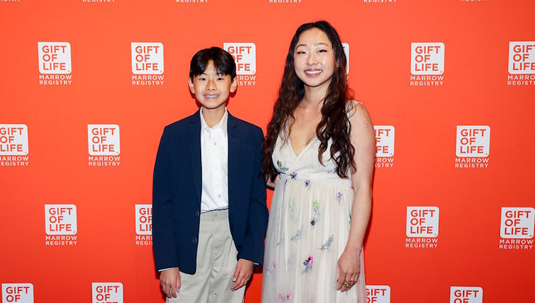 Mason Wang, 13, was cured of aplastic anemia, a form of blood cancer, thanks to his Gift of Life bone marrow donor Jin Stedge, 34,. The two met for the first time during Gift of Life's 2026 One Huge Night Gala in New York City.