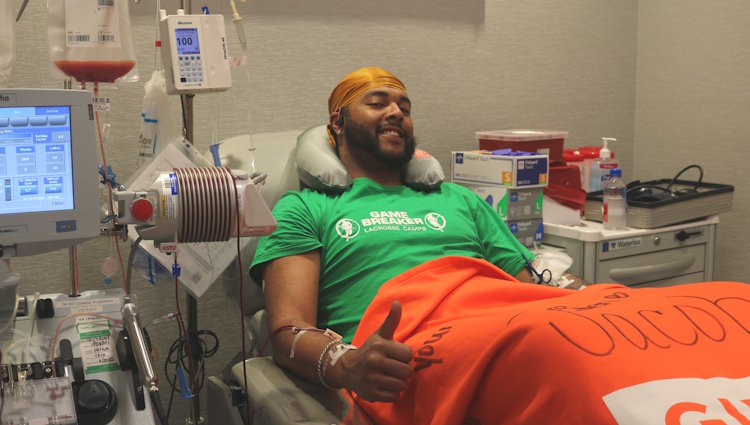 Gift of Life stem cell donor Jacob joined the registry during a lacrosse event at Webber International University, in memory of Saxton Dunlap, a young lacrosse player at Webber who lost his battle with leukemia in 2020.