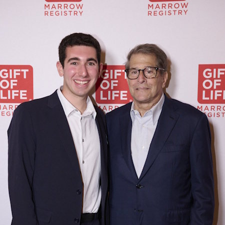 Leukemia survivor Howard Kessler (r) met the Gift of Life stem cell donor who saved his life, Eli Weissman, in December 2025 at a Gift of Life event .
