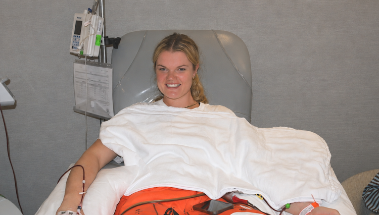 LIly was an international exchange student when she swabbed her cheek to join Gift of Life. After returning home to England, she learned she was a match for a blood cancer patient. Gift of Life pays all expenses for donor travel - even if it's international - so Lily was able to visit Florida and give the life-saving cells that helped her recipient's recovery.