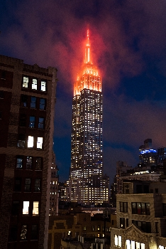 The Empire State Building was lit orange in honor of Gift of Life Marrow Registry's 2018 Gala on October 10, 2018. 
