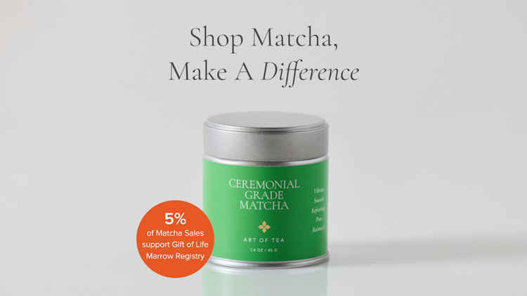 A photo showing the 80 gram canister and 40 gram canister of Art of Tea Ceremonial Grade Matcha. 