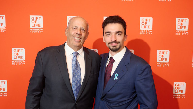 Alberto Benacerraf (l) met his lifesaver and hero, stem cell donor Gianmarco Frezza, at a private ceremony the night before the gala. The two attended Gift of Life's One Huge Night Miami together.