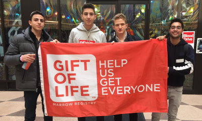 High school seniors running a drive for Gift of Life Marrow Registry through the Osband Senior Swab program. 