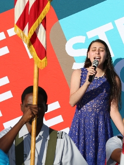 The JROTC Color Guard from Blance Ely High School. Sophia Bernston from Bak Middle School performed the national anthem.