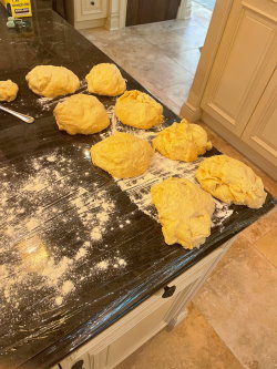 Gift of Life volunteer Cayla Noorani bakes challah weekly and donates the proceeds to Gift of Life. Here the freshly made dough is rising on the countertop. 