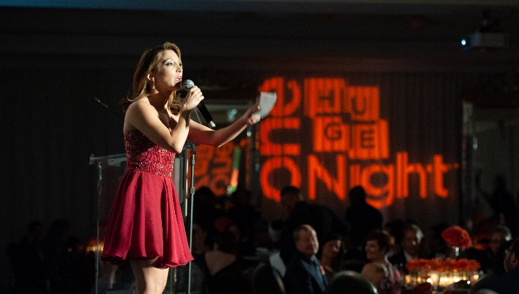 Impressionist Christina Bianco provided entertainment at the Gift of Life Marrow Registry Gala in Los Angeles, October 2018.