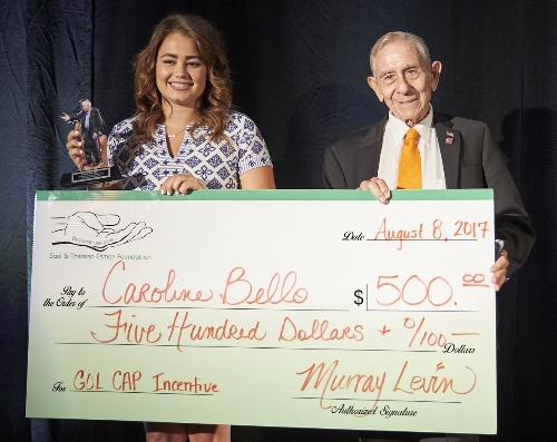 Caroline Bello was recognized as the Outstanding Campus Ambassador for 2016-17 and was awarded a $500 check from the Saul and Theresa Esman Foundation.