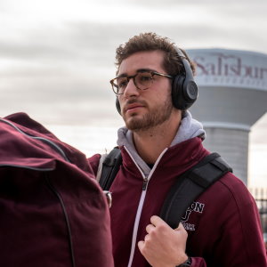 Stem cell donor and former Union College football player Elias arriving for his final football game on the team before graduation. 