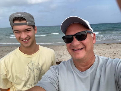 Gift of Life stem cell donor Logan and his dad Ward enjoying their "donation vacation" in Florida. 