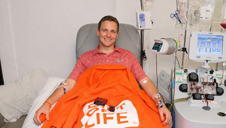Gift of Life stem cell donor Ryan, 27, recently donated stem cells to save the life of a man in his mid-50s diagnosed with acute lymphocytic leukemia.