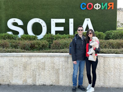 Stem cell donor Michelle with her husband Matt on a vacation in Bulgaria. Michelle is not only an emergency medicine physician, she donated blood stem cells to save the life of a woman battling to survive blood cancer. 