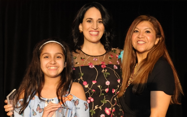 Daisy Sanchez (l) received a bone marrow transplant ten years ago from her donor Lillian Archer (c). Daisy's mother Violeta (r) brought her to Los Angeles for the tenth year anniversary celebration.