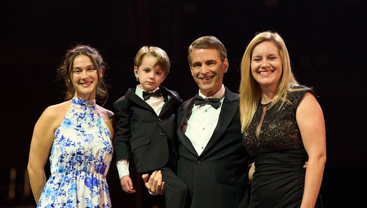 (L-R) Marrow donor Karissa Piccione, transplant recipient Will Jones, and his parents Chris and Nicole Jones, all met for the first time at Gift of Life Marrow Registry's 2025 Miami Gala. Karissa saved young Will's life with a bone marrow transplant, to cure his extremely rare form of anemia. 