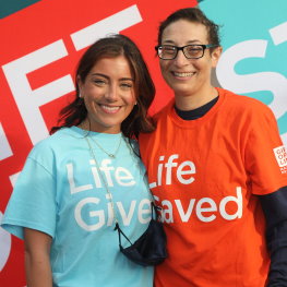 Gift of Life stem cell recipient Rebekah (r) was saved during her battle with leukemia by her donor Nicole. 