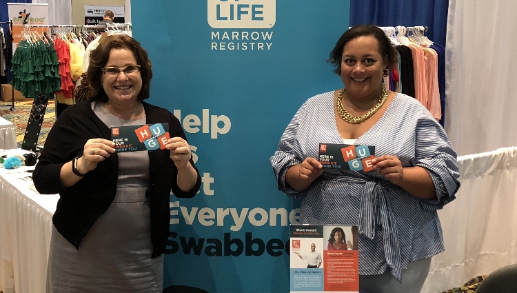 Gift of Life Marrow Registry's Associate Director of Corporate and Donor Relations Sharon Kitroser (l) with NOBLE Membership manager Sarah E. Johnson at the 2018 NOBLE Training Conference in Fort Lauderdale, Fla.
