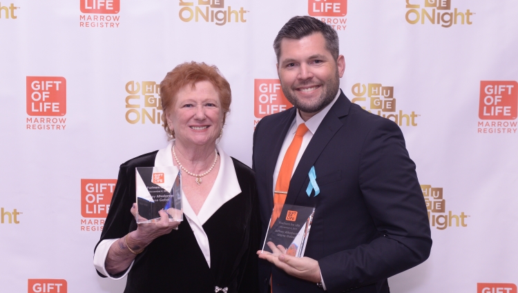 Diane Gebel was introduced to the man who saved her life through a stem cell transplant, Jeffrey Altadonna. They met at Gift of Life Marrow Registry's 2019 Los Angeles Gala on November 4, 2019.