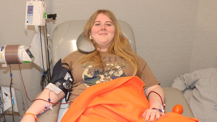 Gift of Life Marrow Registry stem cell donor Emily matched a patient in his 70s diagnosed with leukemia. Her stem cells will help him recover from this form of blood cancer. 