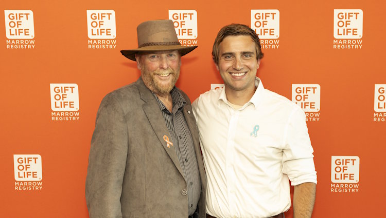 Gift of Life stem cell donor Kyle Rutherford (r) of Seattle, Wash. with the man whose life he saved, Gary Anderson of Milwaukee, Wis. 