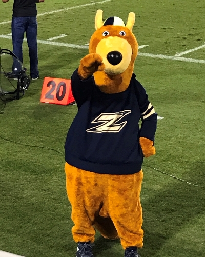 "Zippy" the University of Akron mascot at the 2017 Boca Bowl