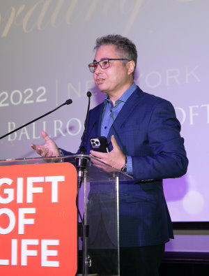 Gift of Life Marrow Registry CEO Jay Feinberg speaks about the future of cellular therapies during the Celebrating Life event in New York City in September, 2022. 