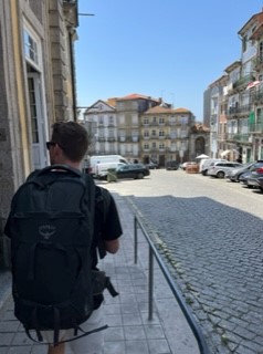 Stem cell donor Shane visiting Lisbon, Portugal. He interrupted his backpacking trip to donate blood stem cells to a woman battling leukemia, in the hope of curing the disease. 