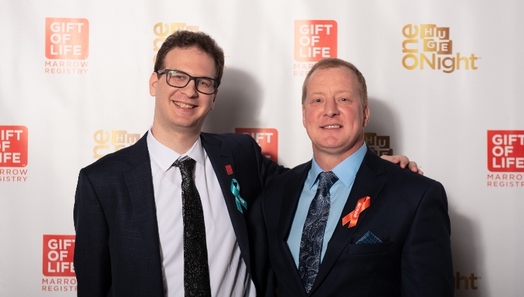 Stem cell donor Alex Weiss (l) saved the life of Tony Wolfe. They were introduced at Gift of Life's inaugural Los Angeles Gala in October 2018.