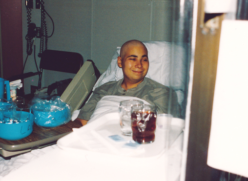 Jay Feinberg with the donated stem cells that saved his life. 