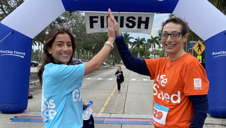 Gift of Life stem cell donor Nicole (l) met Rebekah, who was saved from acute leukemia by her transplant. 