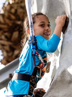 A  rock climbing wall for kids is one of the family-friendly attractions at Gift of Life's Steps for Life 5k Run & Walk held annually in January in Boca Raton, Fla.
