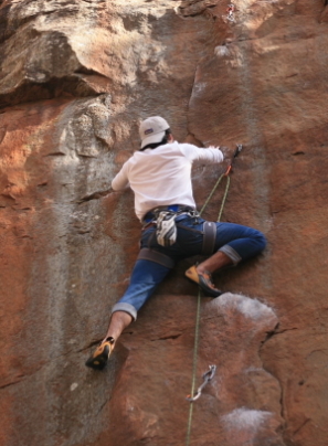 Stem cell donor Keaton loves the challenges of rock climbing. 