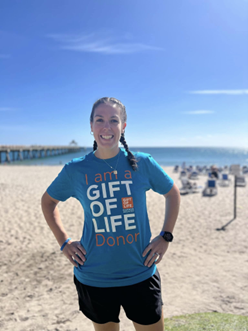 Gift of Life stem cell donor Mary went to the beach after donating at the Adelson Collection Center in Boca Raton, Florida. Her blood stem cells will help save the life of a teenager who is diagnosed with leukemia. 