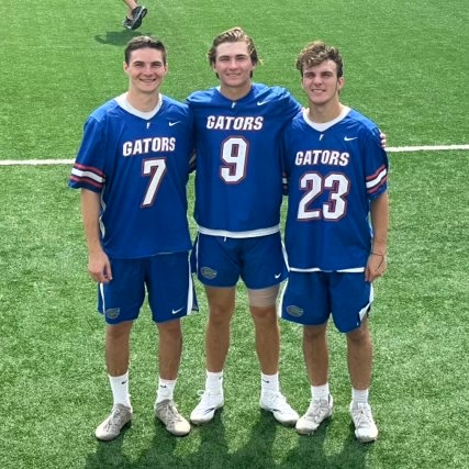 Nolan (left) joined Gift of Life Marrow Registry while a student at the University of Florida. He's shown here with other members of the lacrosse team at practice.