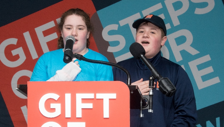 Sophie and Jacob Margolis sang the National Anthem at the Steps for Life 5k in Boston on April 29, 2018. 