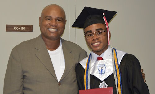 Dante Watson II (r) with his father Dante Watson Sr. at his graduation. Dante II recently won a sustainability competition at Bank of New York Mellon, and donated the $10,000 prize to Gift of Life Marrow Registry. Dad started him on a life of community service, and introduced him to Gift of Life when he was a high school student. 