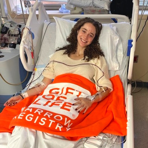 Gift of LIfe stem cell donor Ayden Allswang on her donation day. Her stem cells saved the life of Natalya Melnikova, after she was diagnosed with lymphoma and her best option for a cure was a transplant. 