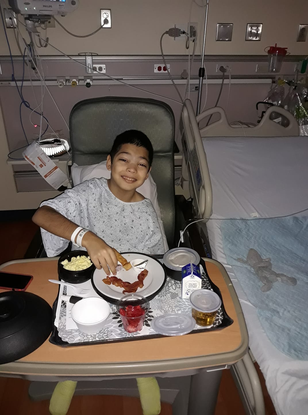 Isaiah at the hospital soon after his diagnosis